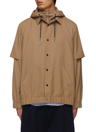 Main View - Click To Enlarge - SACAI - Double Sleeve Wool Blend Windbreaker