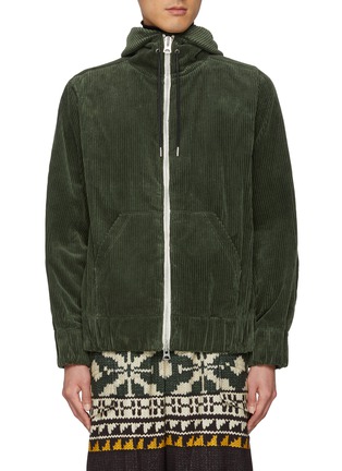 Main View - Click To Enlarge - SACAI - Zip Up Cotton Corduroy Hoodie