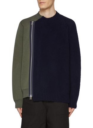 Main View - Click To Enlarge - SACAI - Asymmetrical Zip Up Sweater