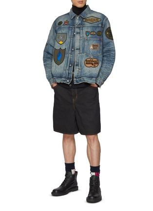 Figure View - Click To Enlarge - SACAI - X Mark Gonzales Patchwork Denim Jacket