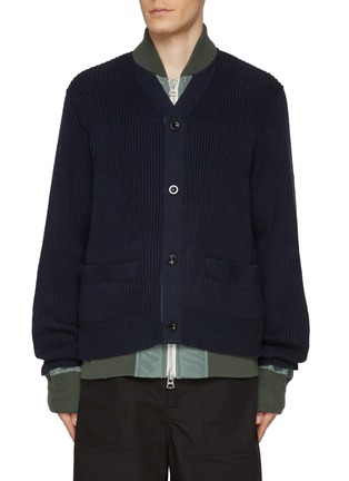 Main View - Click To Enlarge - SACAI - Layered Cardigan Bomber Jacket