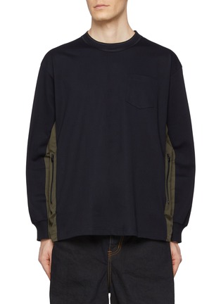 Main View - Click To Enlarge - SACAI - Long Sleeve Underarm Insert Pocket T-Shirt