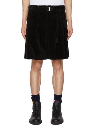 Main View - Click To Enlarge - SACAI - Belted Pleated Corduroy Shorts