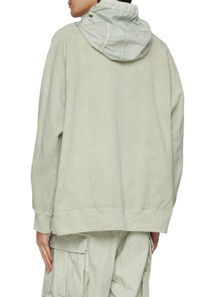 Back View - Click To Enlarge - SACAI - Raglan Sleeves Dyed Effect Zip Up Hoodie