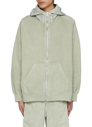 Main View - Click To Enlarge - SACAI - Raglan Sleeves Dyed Effect Zip Up Hoodie