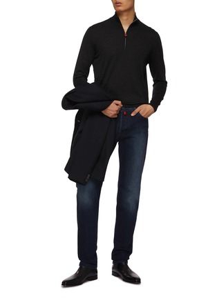 Figure View - Click To Enlarge - KITON - Turtleneck Half Zip Wool Sweater