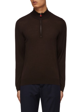 Main View - Click To Enlarge - KITON - Turtleneck Half Zip Wool Sweater