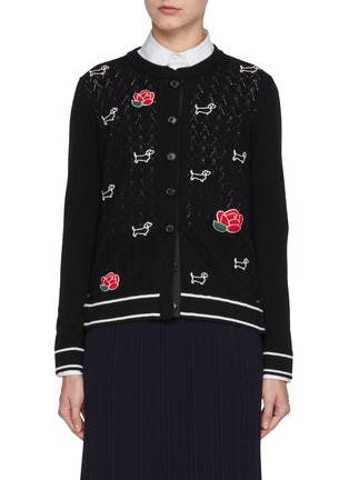 Main View - Click To Enlarge - THOM BROWNE - Hector & Rose Embroidered Wool Cardigan