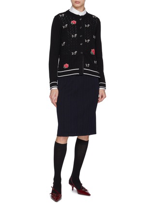 Figure View - Click To Enlarge - THOM BROWNE - Hector & Rose Embroidered Wool Cardigan