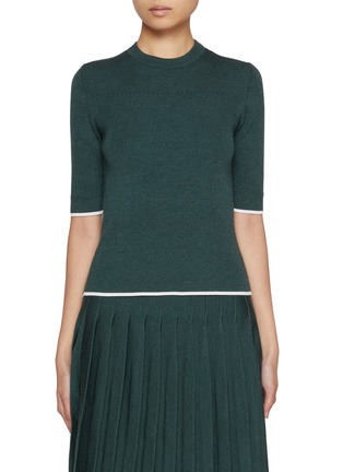 Main View - Click To Enlarge - THOM BROWNE  - Contrast Trim Wool Silk Knit Top