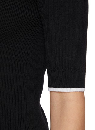  - THOM BROWNE  - Contrast Trim Wool Silk Knit Top