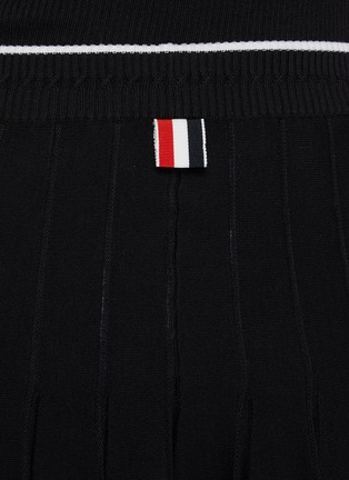  - THOM BROWNE  - Contrast Trim Pleated Wool Silk Skirt