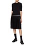 Figure View - Click To Enlarge - THOM BROWNE  - Contrast Trim Pleated Wool Silk Skirt