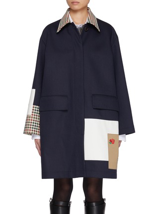 Main View - Click To Enlarge - THOM BROWNE - Patchwork Embroidered Wool Cotton Raincoat