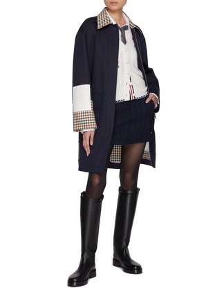 Figure View - Click To Enlarge - THOM BROWNE - Patchwork Embroidered Wool Cotton Raincoat