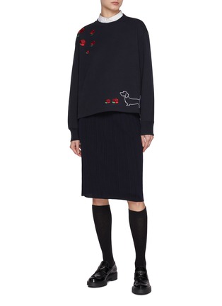 Figure View - Click To Enlarge - THOM BROWNE - Hector & Rose Embroidered Oversized Cotton Crewneck Sweater