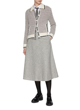 Figure View - Click To Enlarge - THOM BROWNE  - Knee Length Wool A-Line Skirt