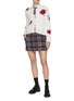 Figure View - Click To Enlarge - THOM BROWNE  - Striped Tab Tartan Wool Mini Skirt