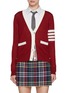 Main View - Click To Enlarge - THOM BROWNE  - 4 Bar Contrast Trim Wool Knit Cardigan