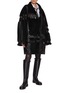 Figure View - Click To Enlarge - THOM BROWNE - Patchwork Shearling Leather Coat