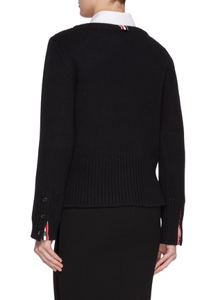 Back View - Click To Enlarge - THOM BROWNE - Nevermore Embroidered Patch Wool Sweater