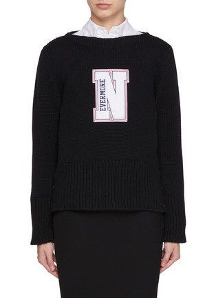 Main View - Click To Enlarge - THOM BROWNE - Nevermore Embroidered Patch Wool Sweater