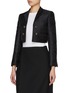 Detail View - Click To Enlarge - THOM BROWNE - Integrated Oxford Shirt Single Breasted Cropped Blazer