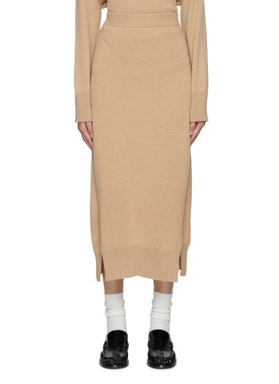 Main View - Click To Enlarge - BARRIE - Slit Sides Cashmere Midi Skirt