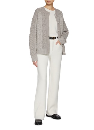 Figure View - Click To Enlarge - BARRIE - Cable Knit Cashmere Silk Cardigan