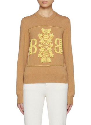 Main View - Click To Enlarge - BARRIE - Knitted Logo Patch Cashmere Sweater