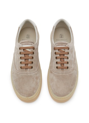 Detail View - Click To Enlarge - BRUNELLO CUCINELLI - Washed Suede Lace Up Sneakers