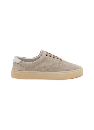 Main View - Click To Enlarge - BRUNELLO CUCINELLI - Washed Suede Lace Up Sneakers