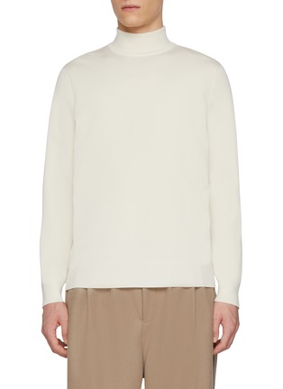 Main View - Click To Enlarge - J∞QUALITY - trenta settanta Mock Neck Cashmere Silk Sweater