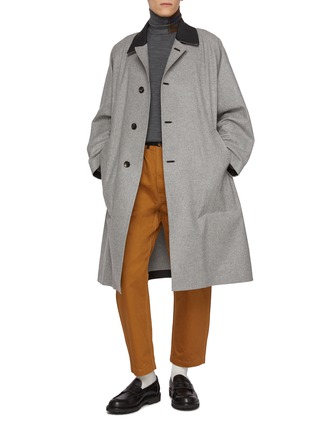 Figure View - Click To Enlarge - J∞QUALITY - Teclor Contrast Collar Wool Blend Balmacaan Coat