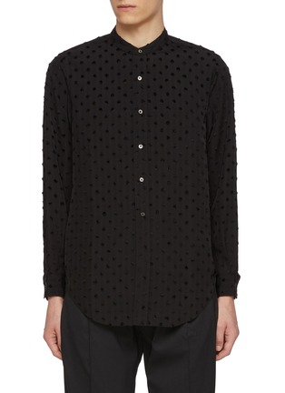 Main View - Click To Enlarge - J∞QUALITY - In-A Ka-Date Band Collar Tonal Dots Shirt