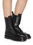 Figure View - Click To Enlarge - ANN DEMEULEMEESTER - Gillian Pintuck Leather Combat Boots