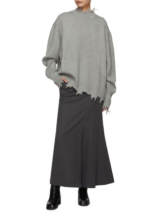 Figure View - Click To Enlarge - YOHJI YAMAMOTO - Flared Wool Cotton Mermaid Skirt