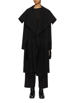 Main View - Click To Enlarge - YOHJI YAMAMOTO - Wide Lapel Gather Detail Coat