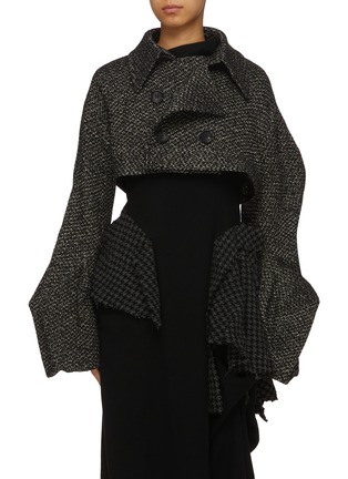 Main View - Click To Enlarge - YOHJI YAMAMOTO - Double Breasted Cropped Tweed Trench Jacket