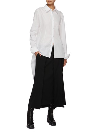 Figure View - Click To Enlarge - YOHJI YAMAMOTO - Panelled Wool Midi Skirt