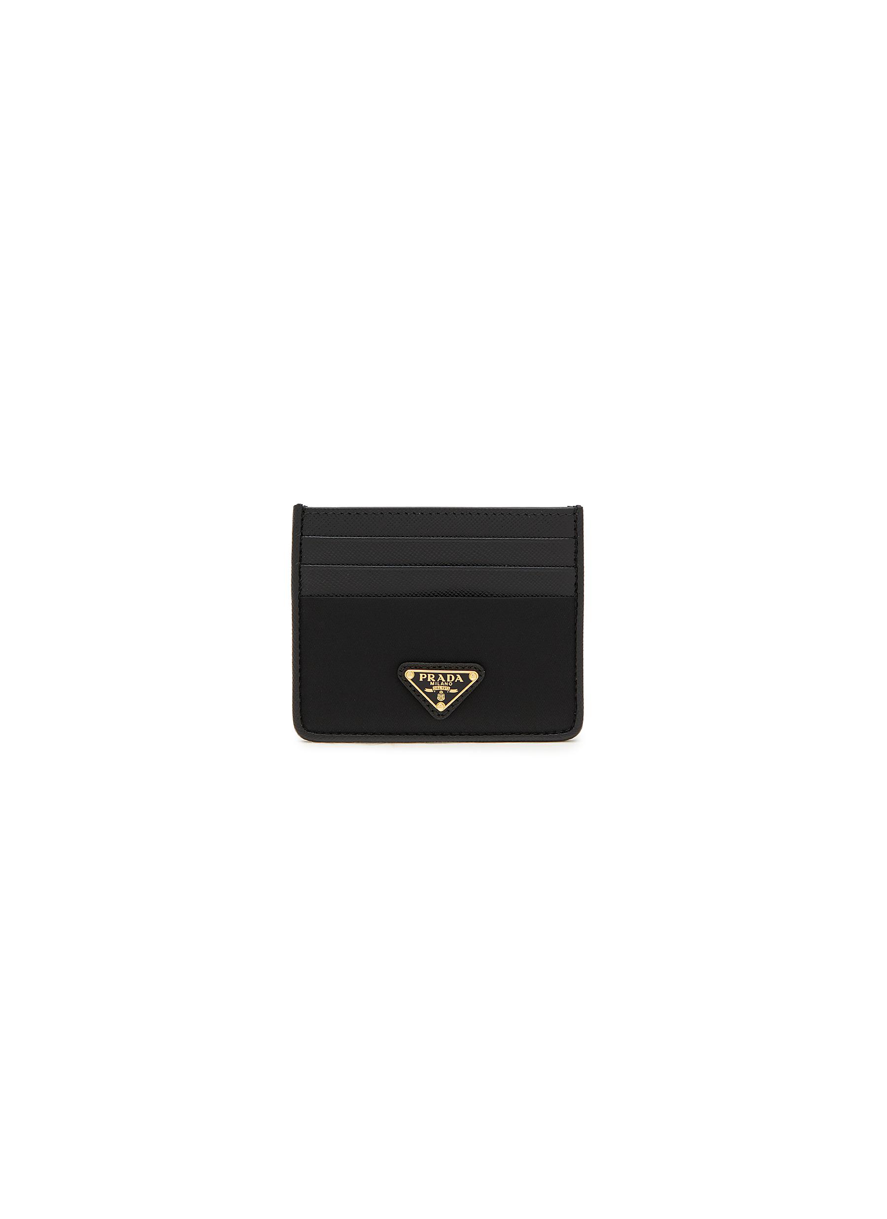 Leather card holder prada discount
