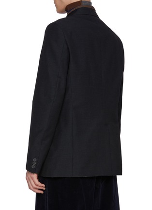 Back View - Click To Enlarge - KOLOR - Double Breasted Contrast Insert Wool Blazer