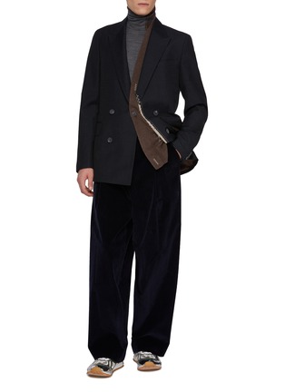 Figure View - Click To Enlarge - KOLOR - Double Breasted Contrast Insert Wool Blazer