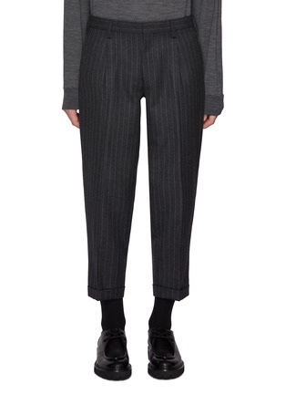 Main View - Click To Enlarge - KOLOR - Cropped Pinstripe Wool Rolled Hem Pants