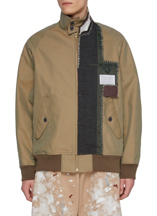 Main View - Click To Enlarge - KOLOR - Stand Collar Contrast Patchwork Bomber Jacket