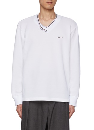 Main View - Click To Enlarge - KOLOR - V-Neck Logo Sweatshirt