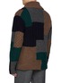 Back View - Click To Enlarge - KOLOR BEACON - Square Knit Patchwork Wool Cardigan