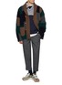 Figure View - Click To Enlarge - KOLOR BEACON - Square Knit Patchwork Wool Cardigan