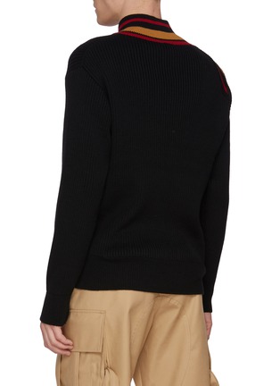 Back View - Click To Enlarge - KOLOR BEACON - Contrast Stitched Neckline Wool Sweater