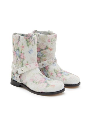 Detail View - Click To Enlarge - LOEWE - Campo Floral Suede Biker Boots